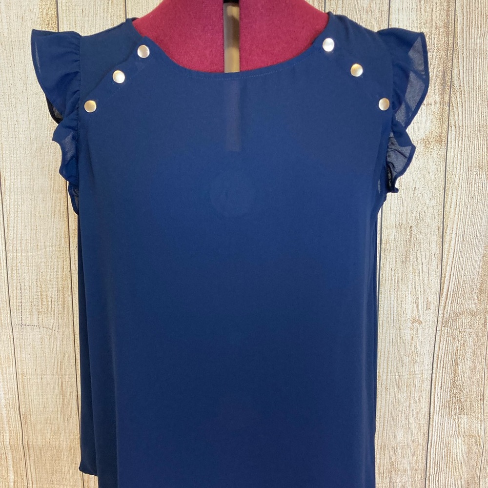 NWOT Navy Blue Ruffle Too size LP